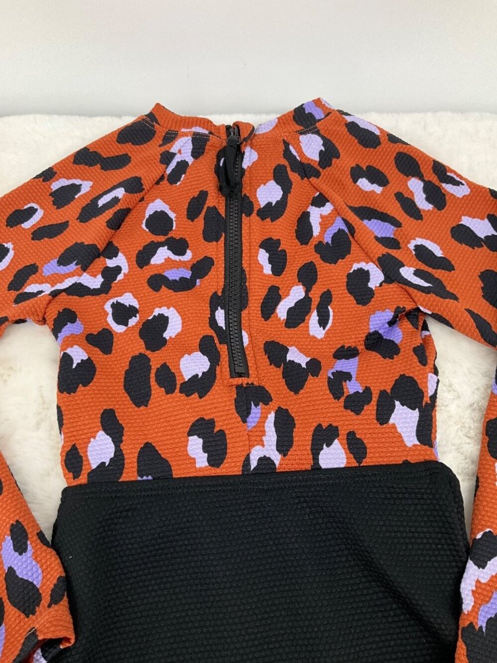 Art Class size Small (6/7) Girls Leopard Print One-Piece Swimsuit: Black, Purple - Picture 6 of 7